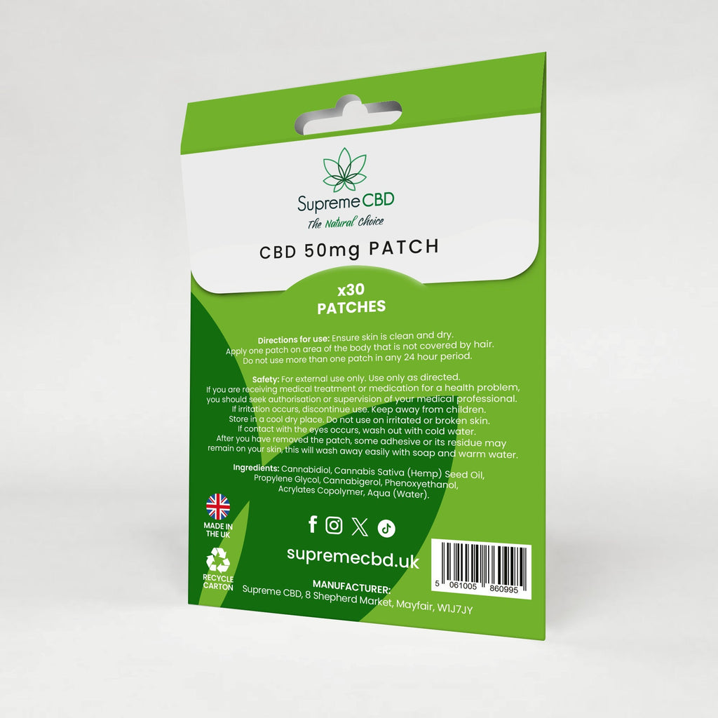 SupremeCBD Transdermal CBD Patches with Extended 24-Hour Release