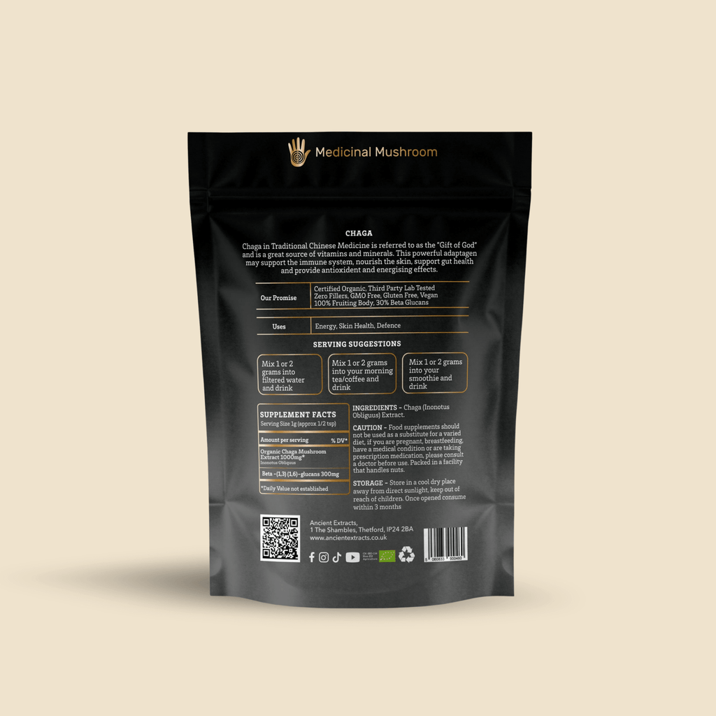 Ancient Extracts Chaga Mushroom Extract Powder 15:1 with 30% Beta Glucans