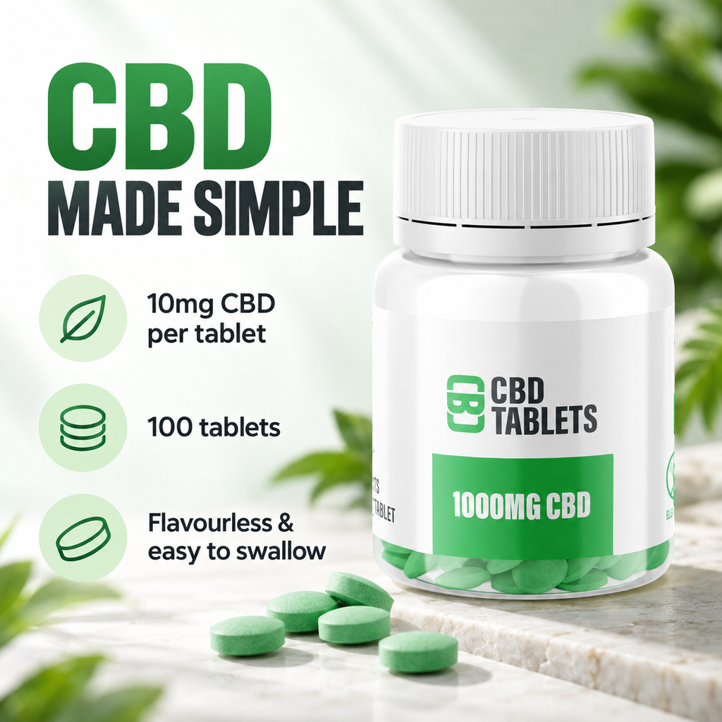CBD Tablets by CBD Asylum 1000mg & 3000mg 100 Easy to Swallow Tablets