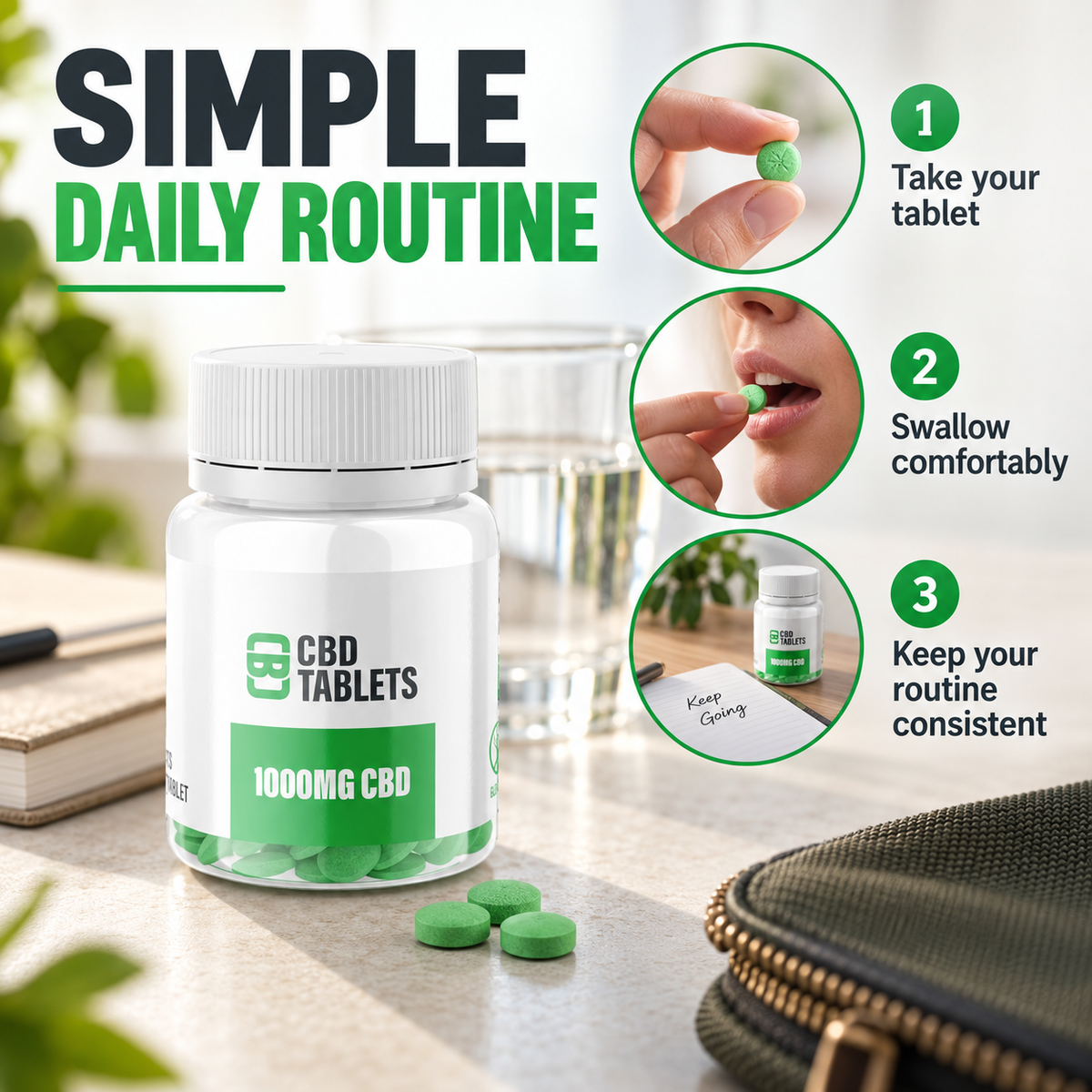CBD Tablets by CBD Asylum 1000mg & 3000mg 100 Easy to Swallow Tablets