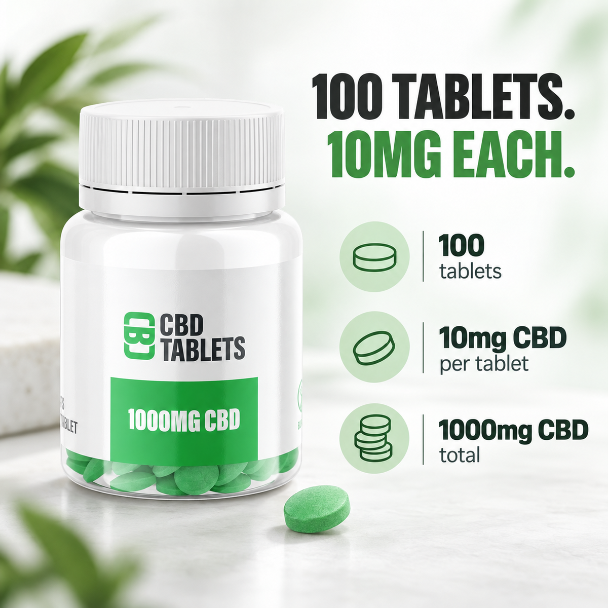 CBD Tablets by CBD Asylum 1000mg & 3000mg 100 Easy to Swallow Tablets