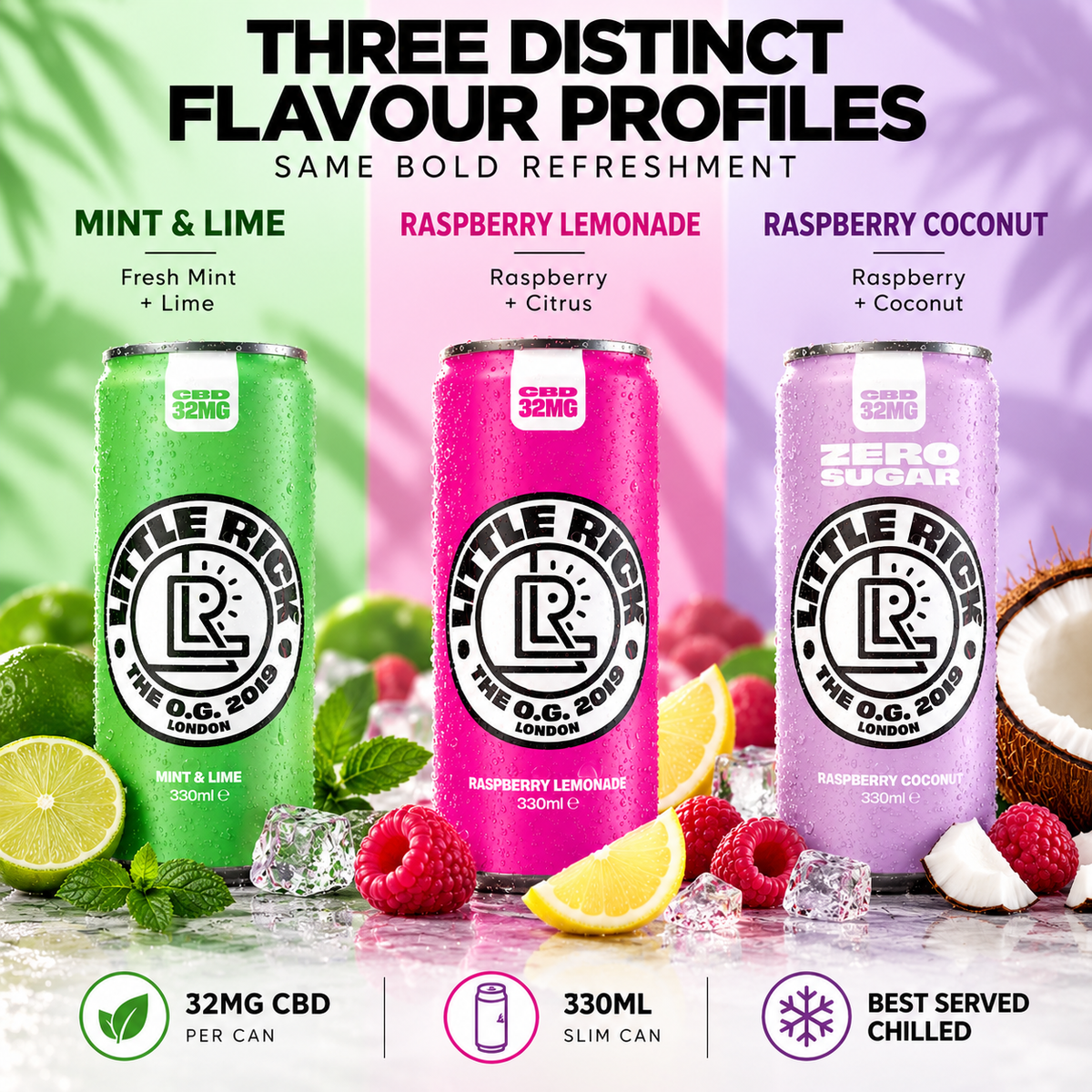 CBD Sparkling Drink by Little Rick 32mg with Tropical Botanical Flavours