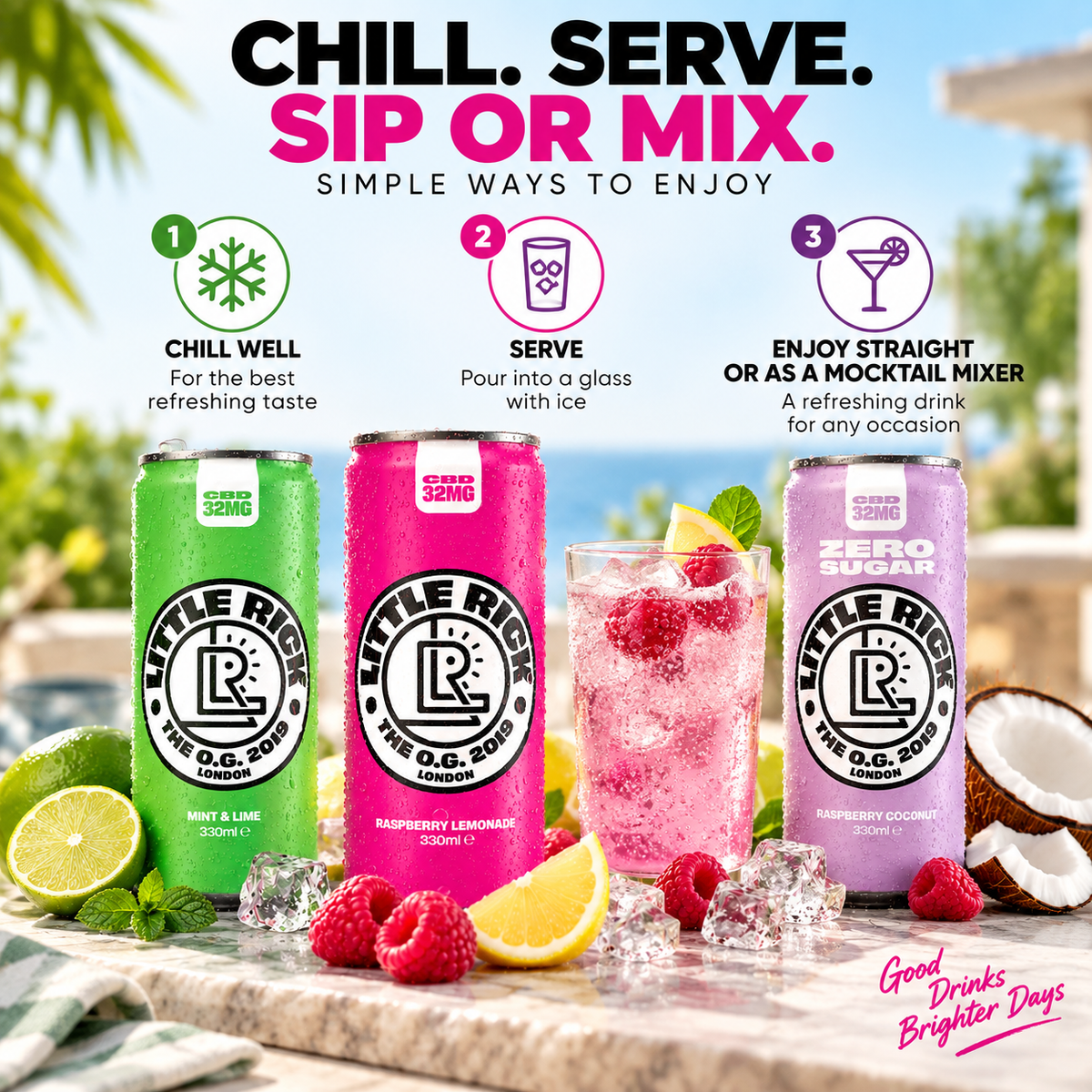 CBD Sparkling Drink by Little Rick 32mg with Tropical Botanical Flavours