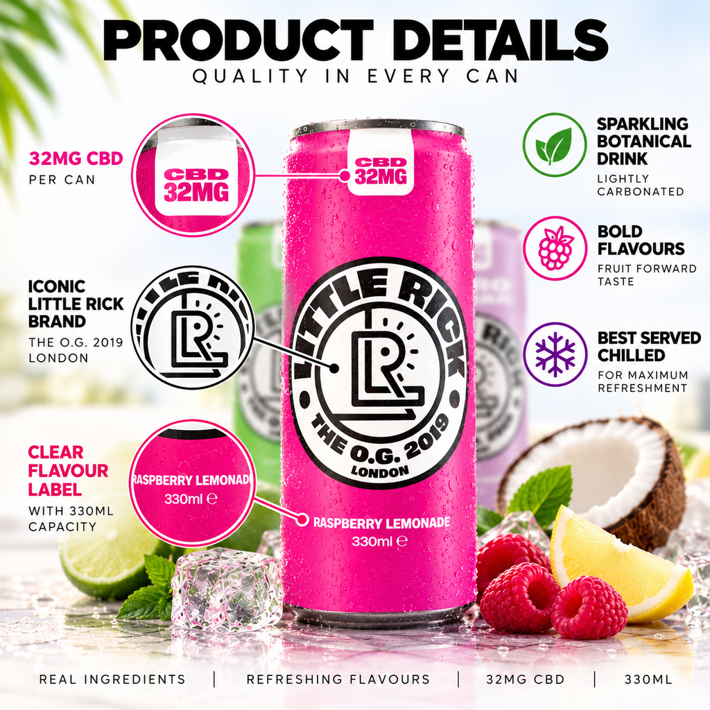 CBD Sparkling Drink by Little Rick 32mg with Tropical Botanical Flavours