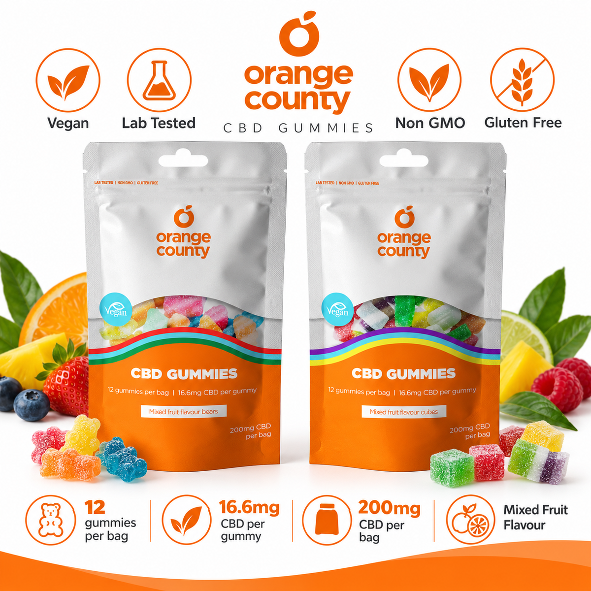 CBD Gummies by Orange County 200mg Grab Bag THC Free