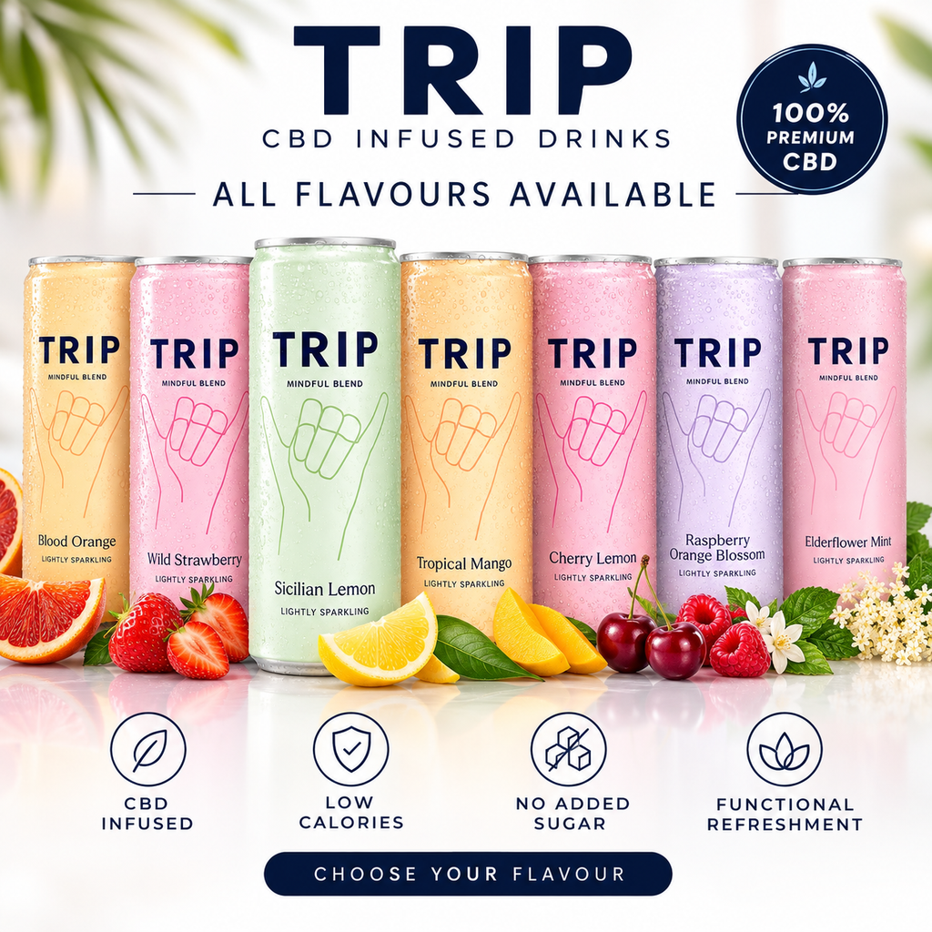 TRIP Sparkling Functional Drink 12 x 250ml CBD or Magnesium Flavour Choice