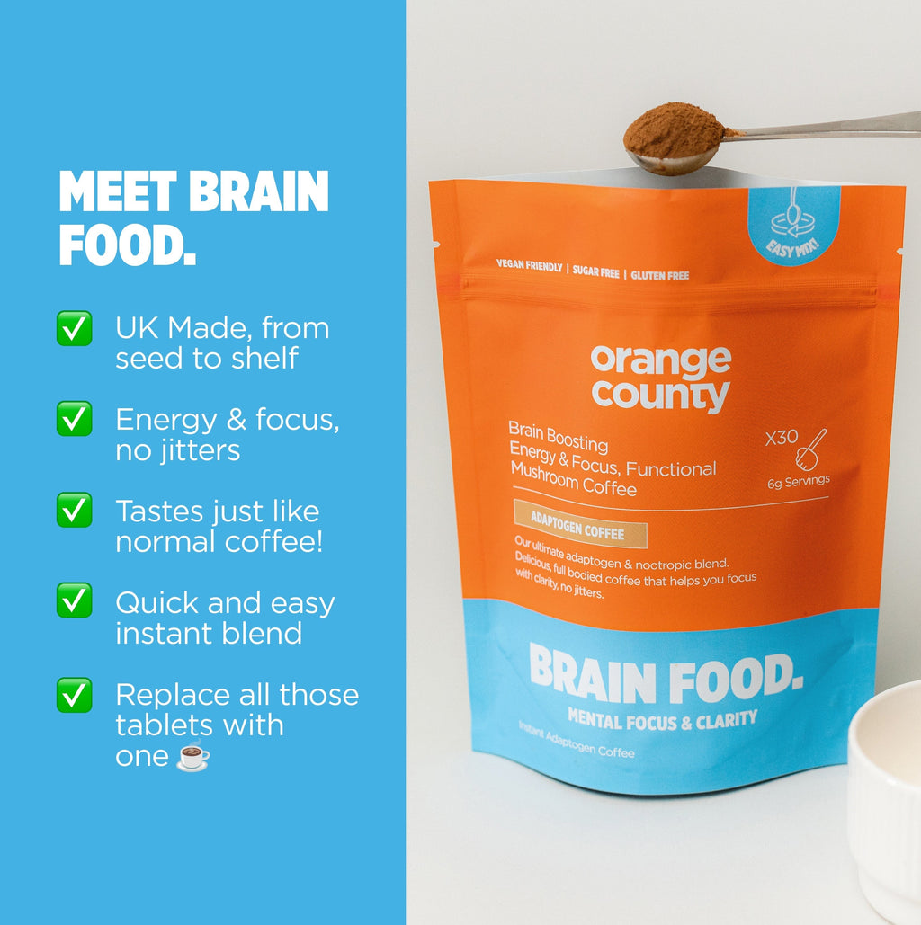 Orange County BRAIN FOOD Focus & Energy Mushroom Coffee Supplement