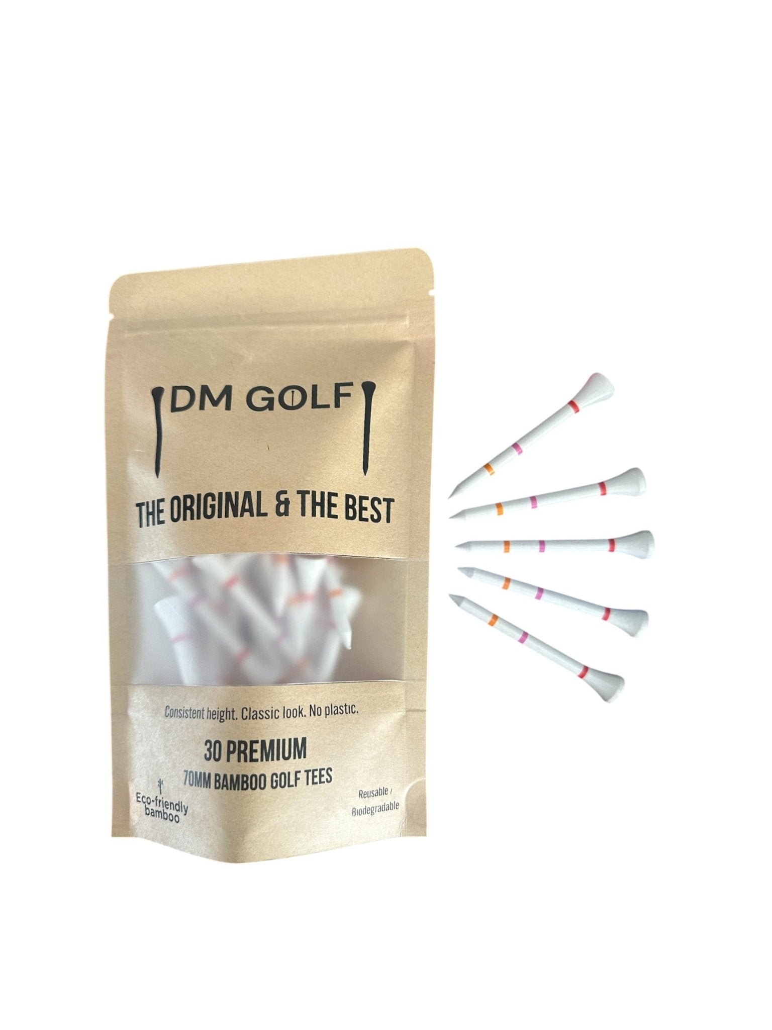 DM Golf OG-30 Bamboo Golf Tees 30 Pack Castle Markings