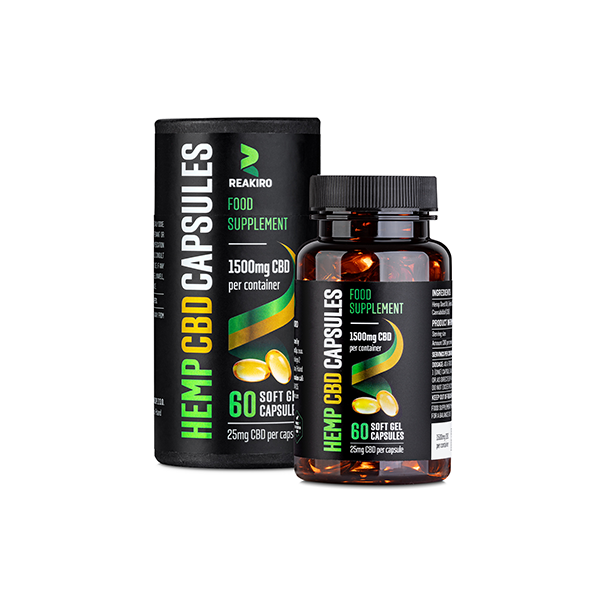 Reakiro Full Spectrum CBD Soft Gel Capsules 300mg to 1500mg, 30 Caps