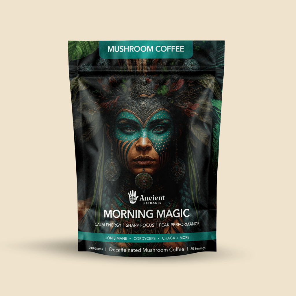 Ancient Extracts Morning Magic Mushroom Coffee - Naturally Decaffeinated, Vegan, Gluten-Free
