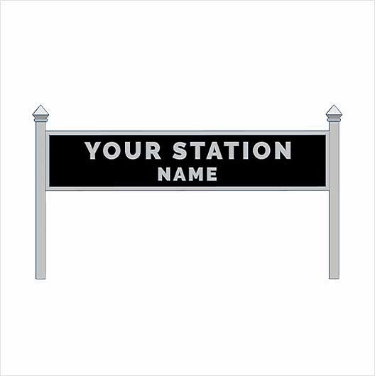 OO Scale Pre-Coloured Steam-Era Station Name Board, 2-Line, Single-Sided