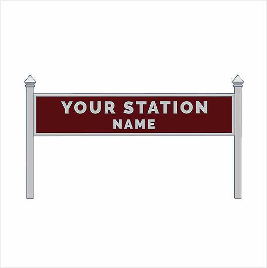 OO Scale Pre-Coloured Steam-Era Station Name Board, 2-Line, Single-Sided