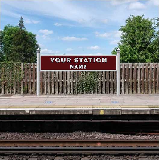 OO Scale Pre-Coloured Steam-Era Station Name Board, 2-Line, Single-Sided