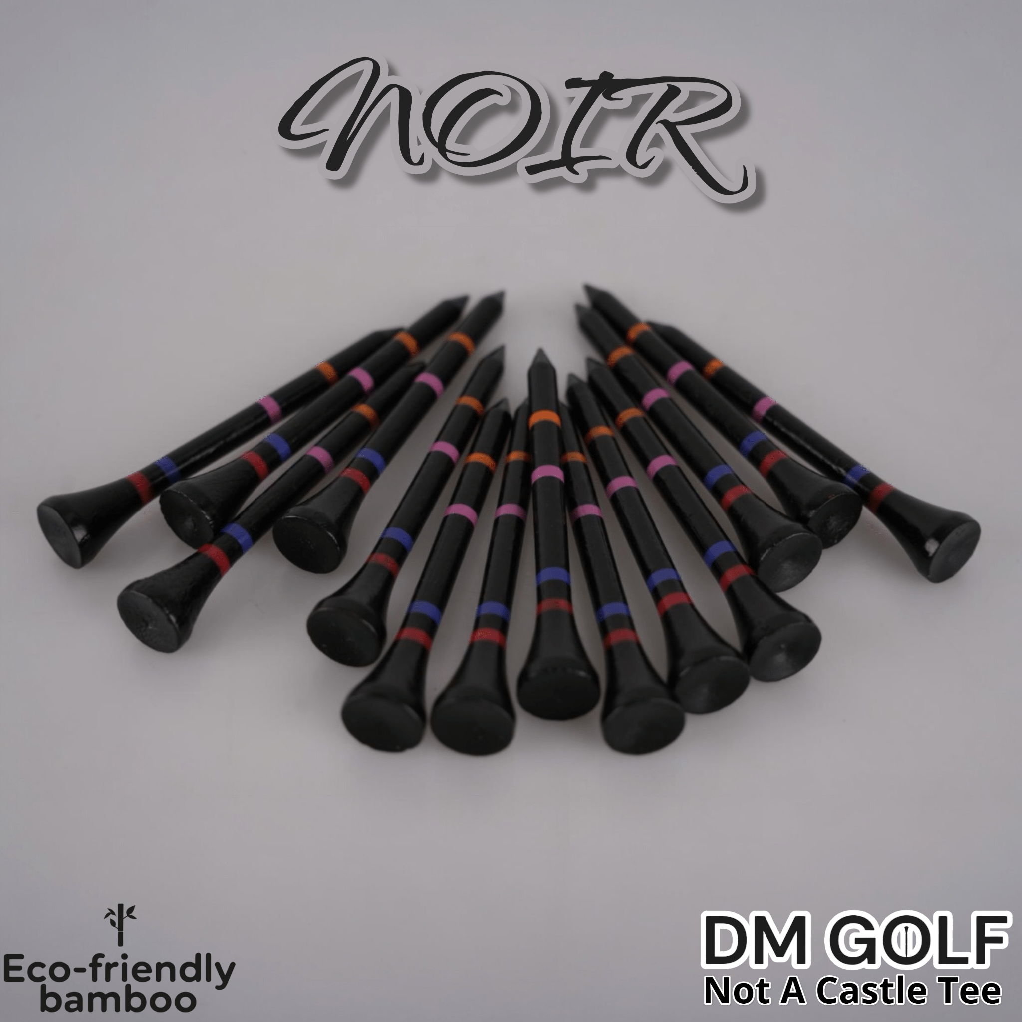 DM Golf NOIR Bamboo Tees 30 Pack Black Sustainable