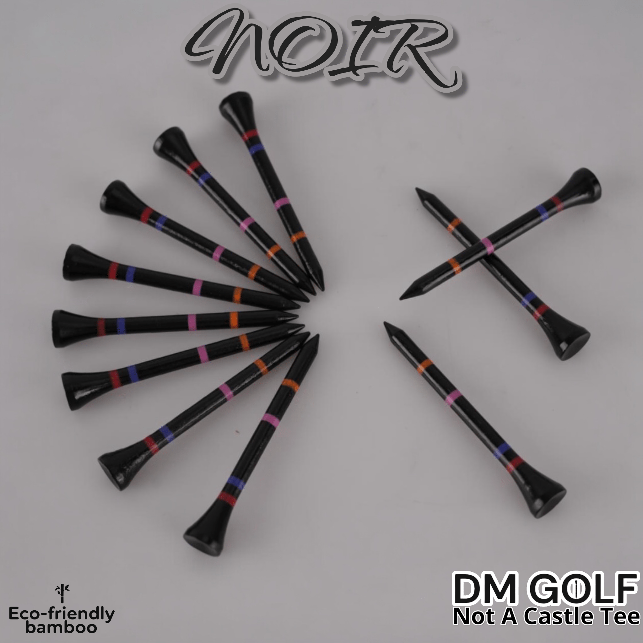DM Golf NOIR Bamboo Tees 30 Pack Black Sustainable