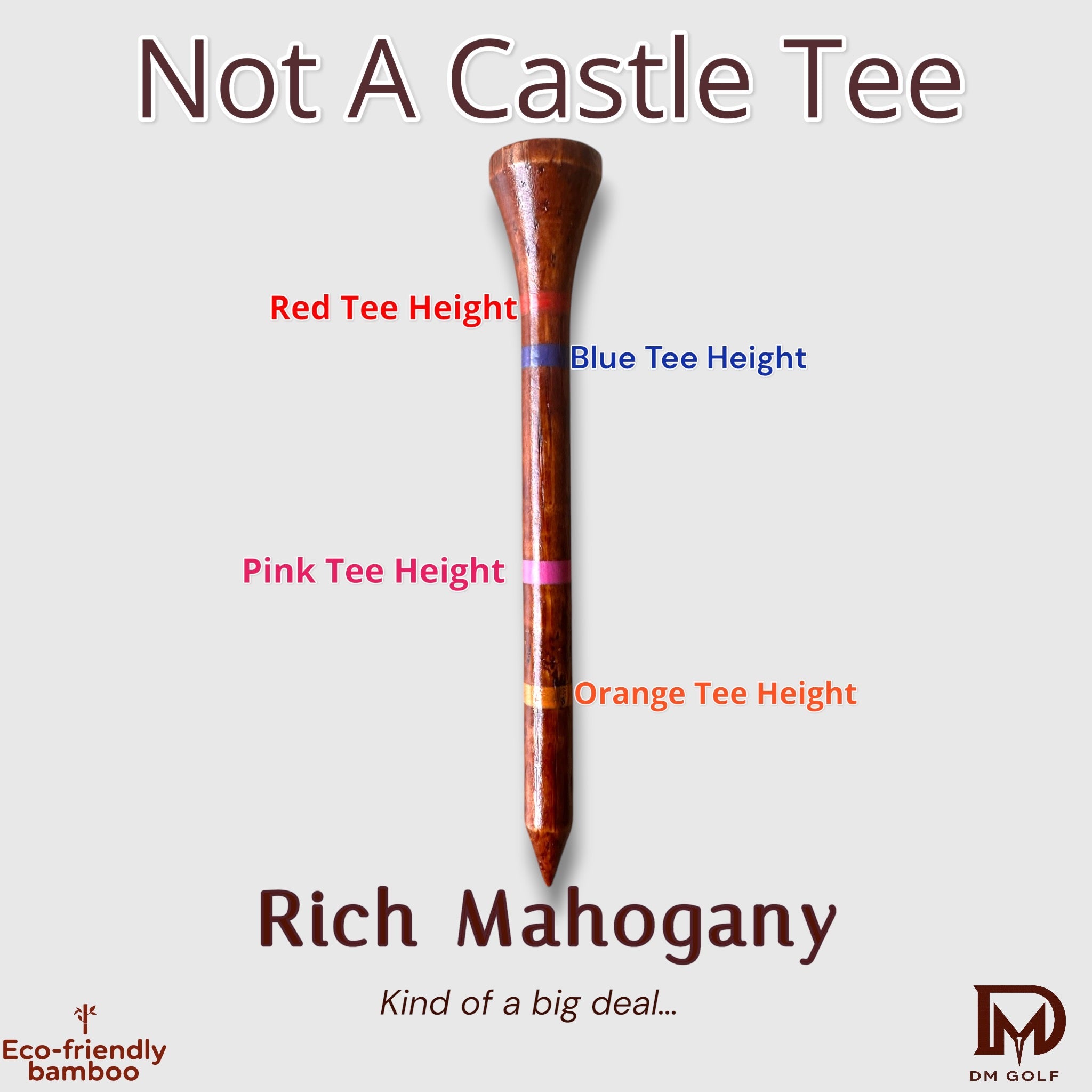 DM Golf Bamboo Tees 30 Pack Rich Mahogany - Castle Marked