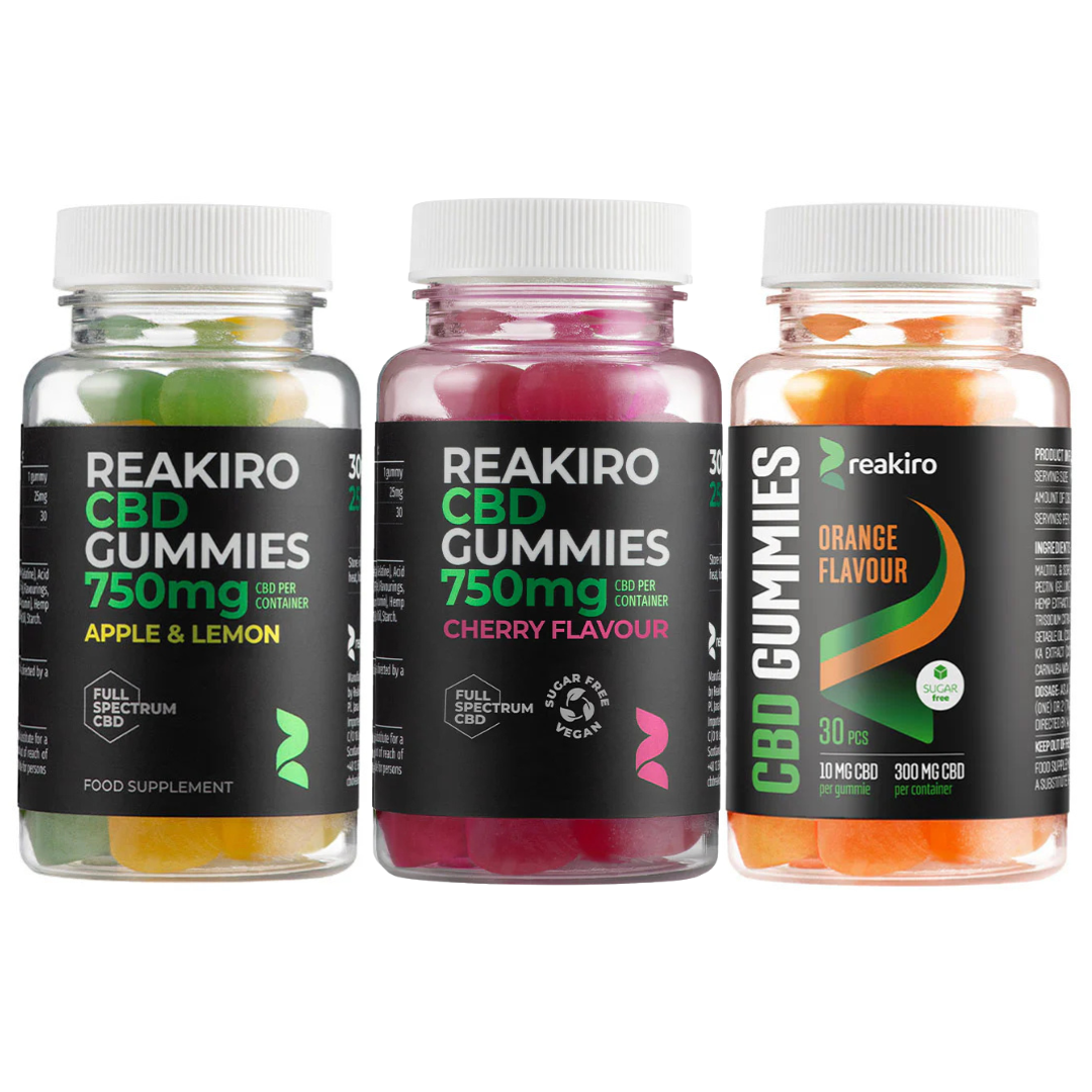 Reakiro Full Spectrum CBD Vegan Gummies 300mg to 1500mg - 30 Pieces
