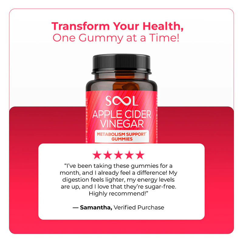 SOOL 500mg Apple Cider Vinegar Gummies - 60 Count for Health