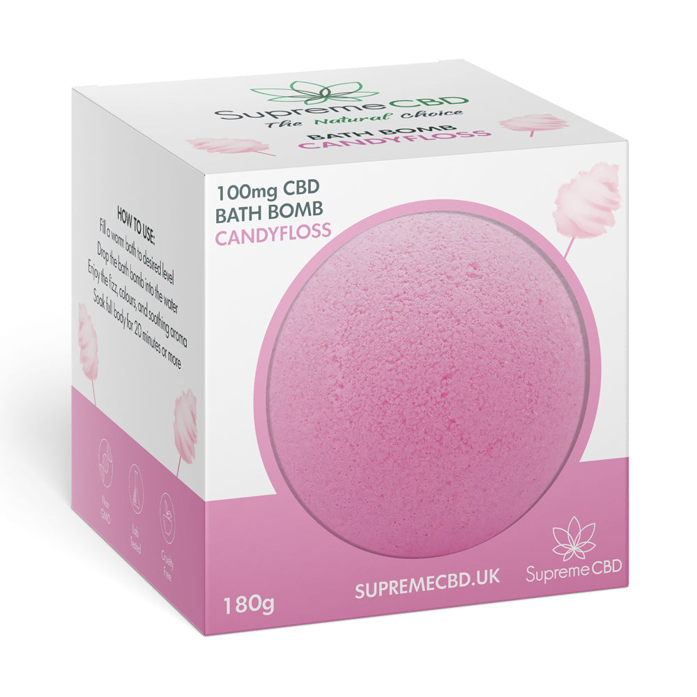 SupremeCBD CBD Bath Bomb with 100mg Organic CBD for Relaxation and Skin Care