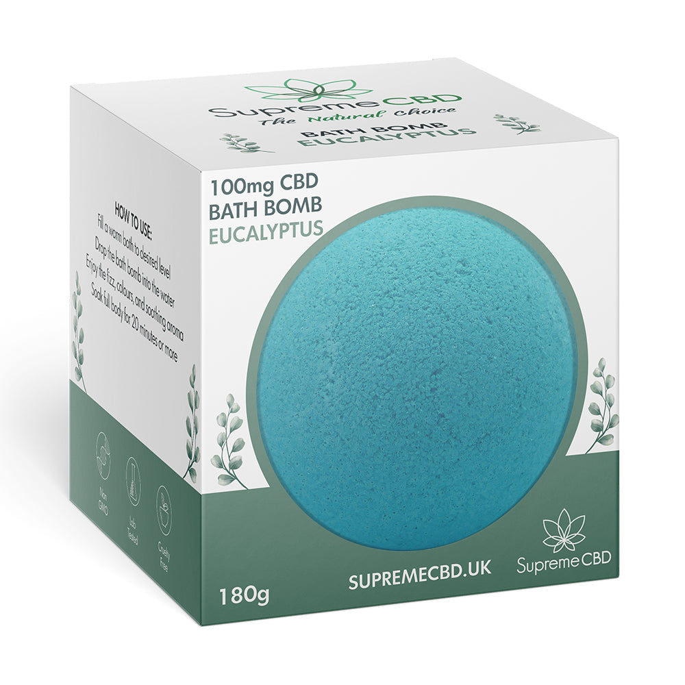 SupremeCBD CBD Bath Bomb with 100mg Organic CBD for Relaxation and Skin Care