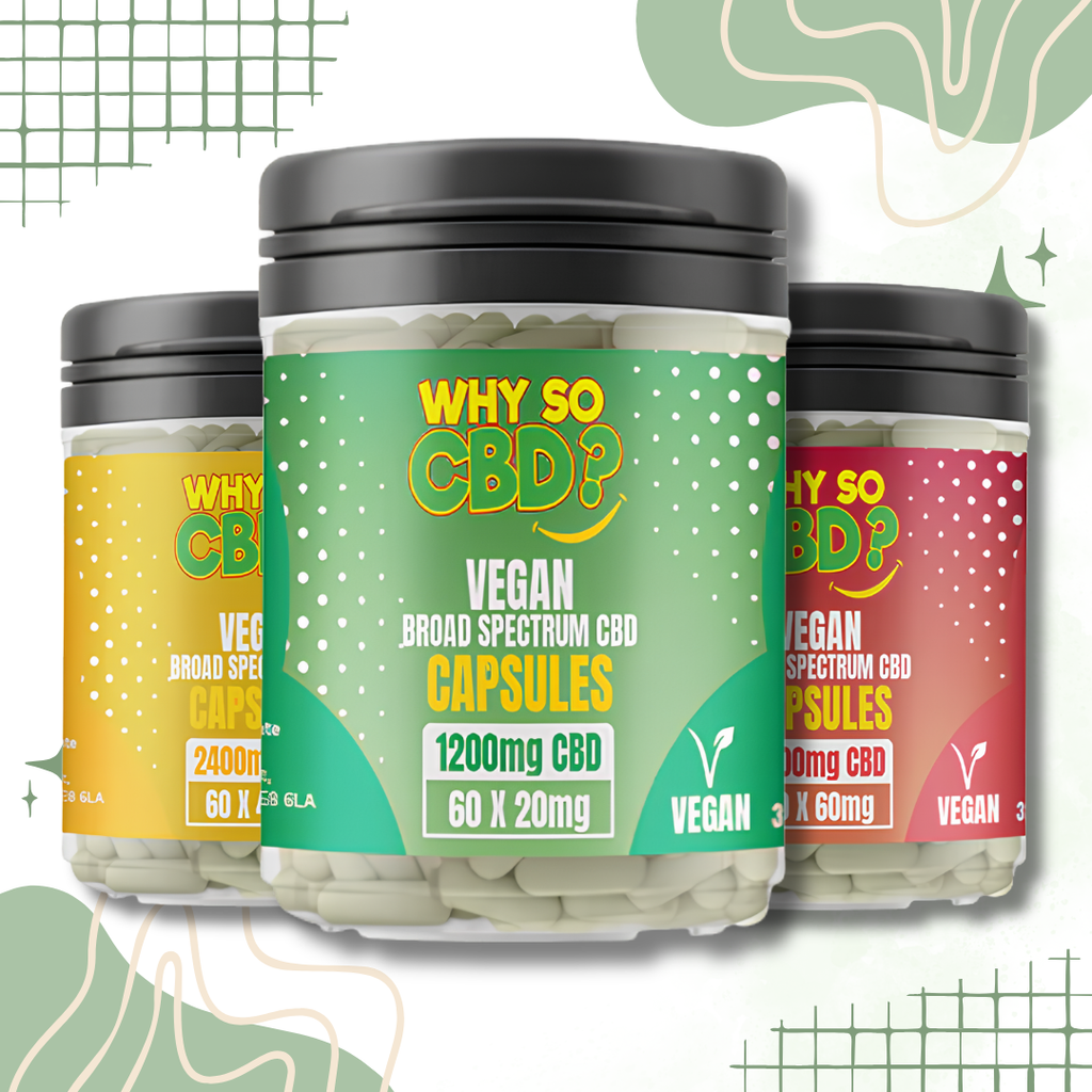 Why So CBD Vegan CBD Capsules 600mg–3600mg Broad Spectrum 30/60 Caps