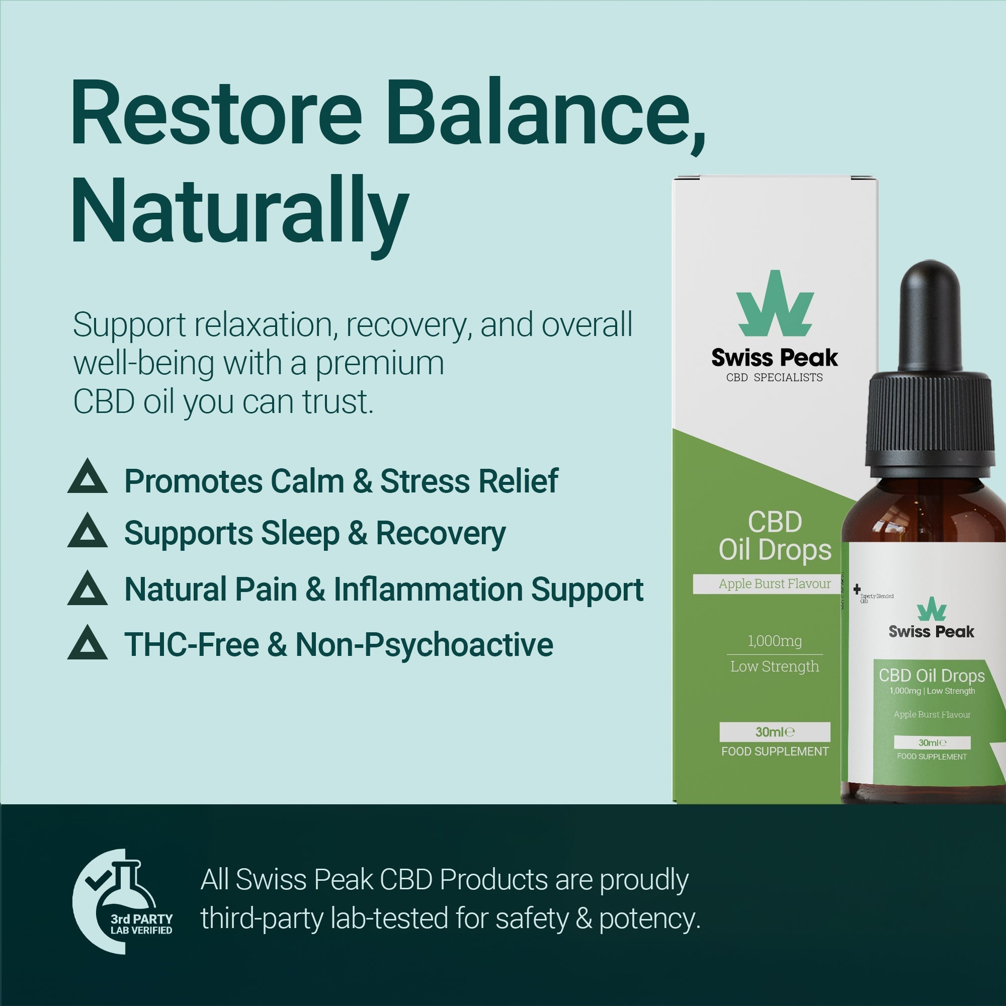 Swiss Peak Broad-Spectrum CBD Oil 1000mg with MCT Oil