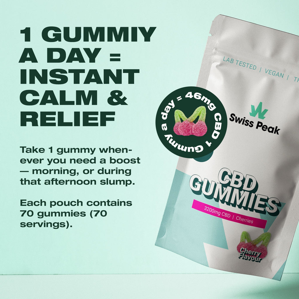 SwissPeakCBD Broad-Spectrum CBD Gummies with Natural Fruit Flavours, Vegan, THC-Free
