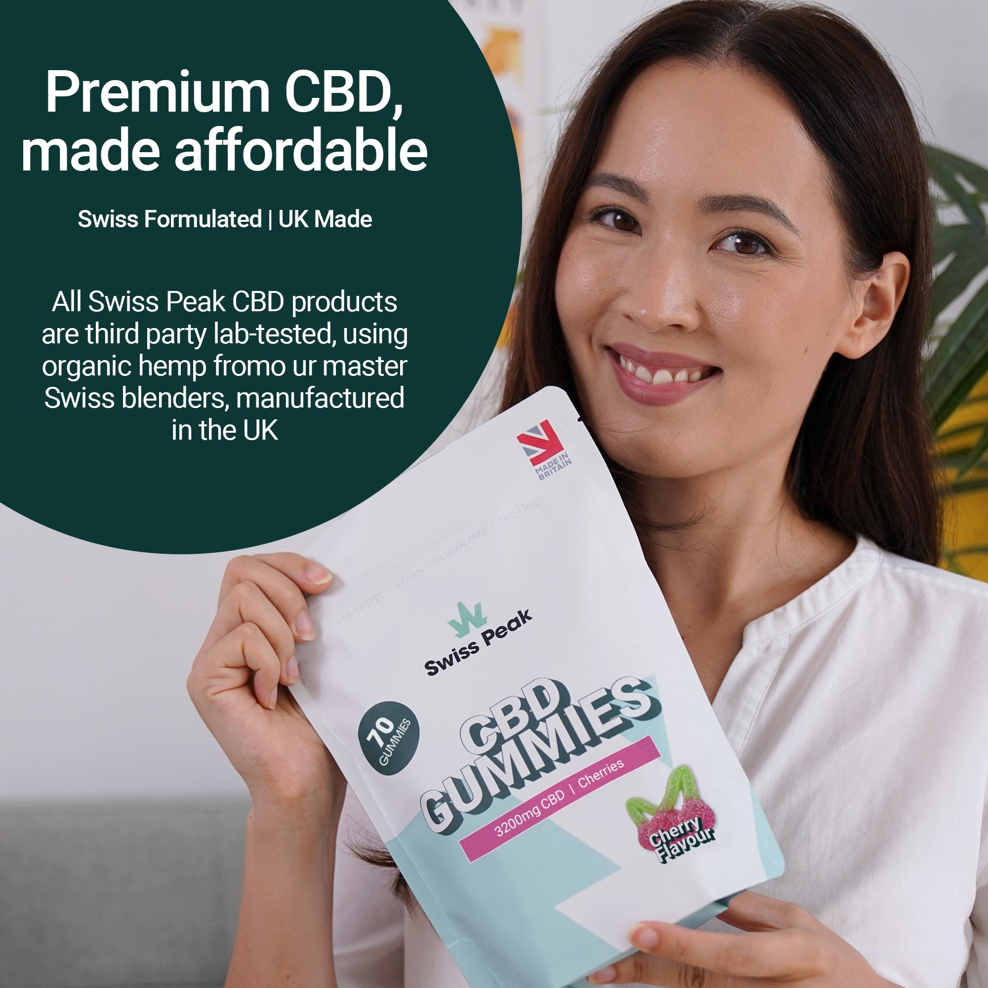 SwissPeakCBD Broad-Spectrum CBD Gummies with Natural Fruit Flavours, Vegan, THC-Free