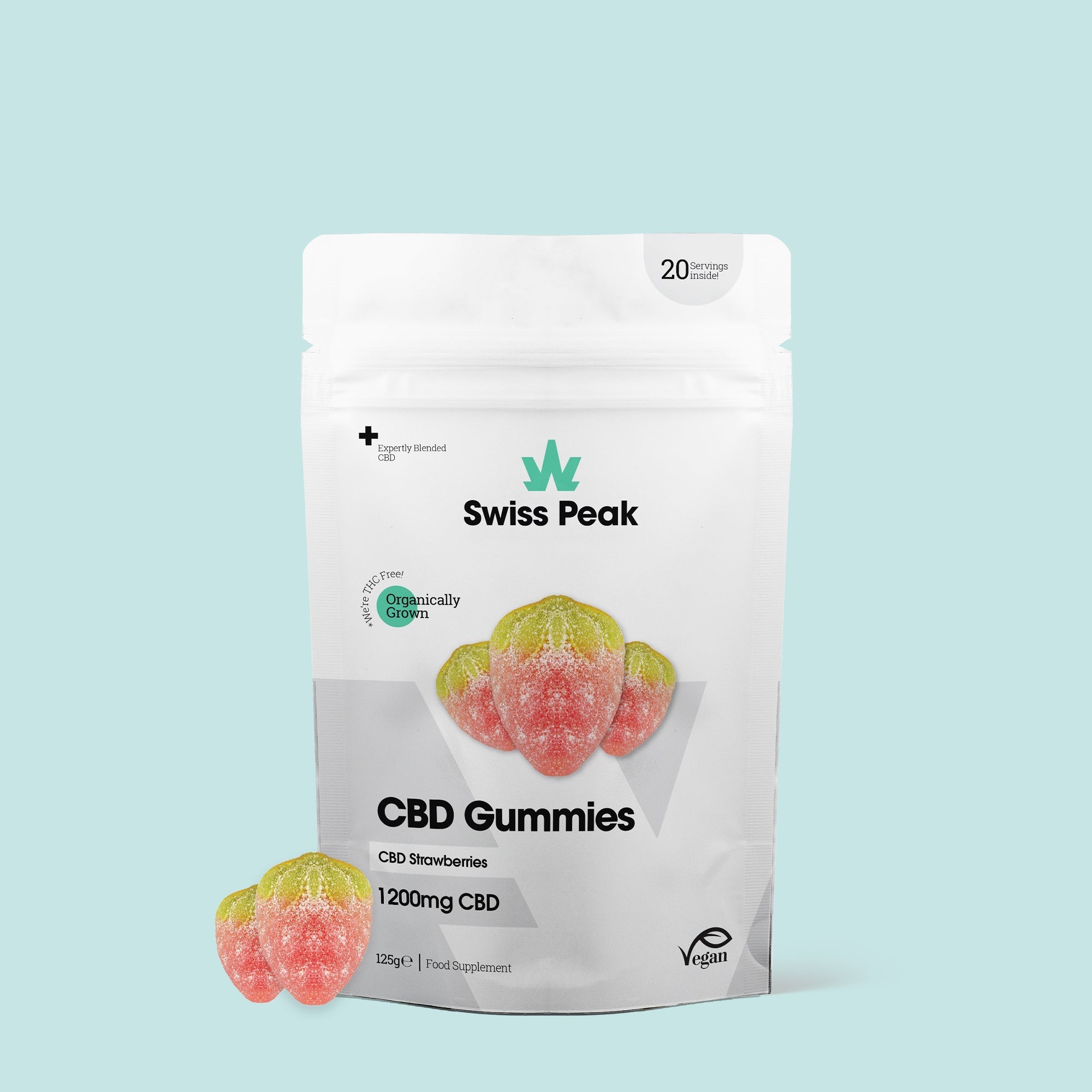 SwissPeakCBD Broad-Spectrum CBD Gummies with Natural Fruit Flavours, Vegan, THC-Free