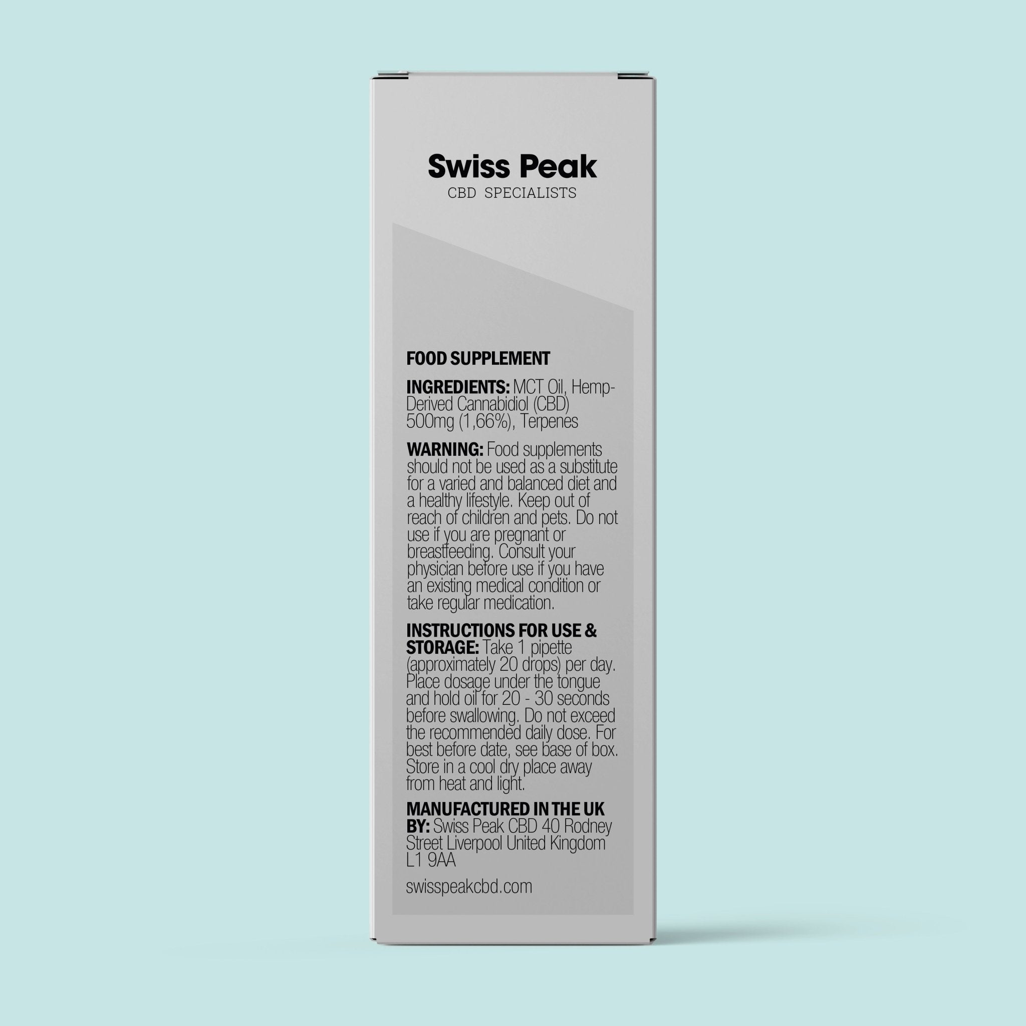 Swiss Peak Broad Spectrum CBD Oil for Wellness and Stress Support