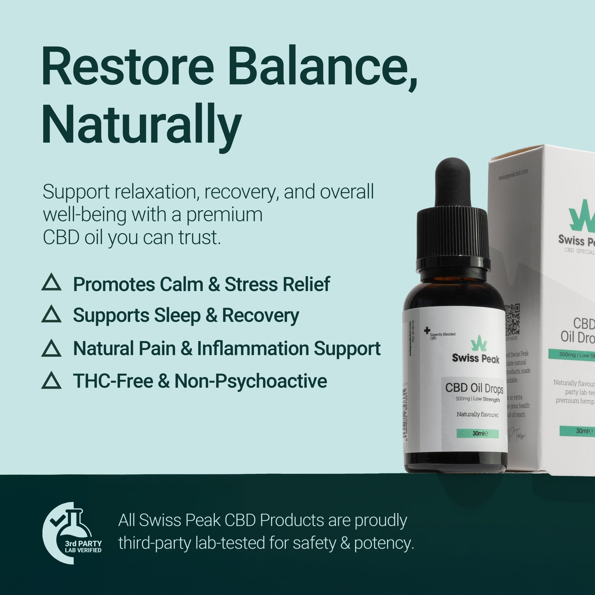 Swiss Peak Broad Spectrum CBD Oil for Wellness and Stress Support