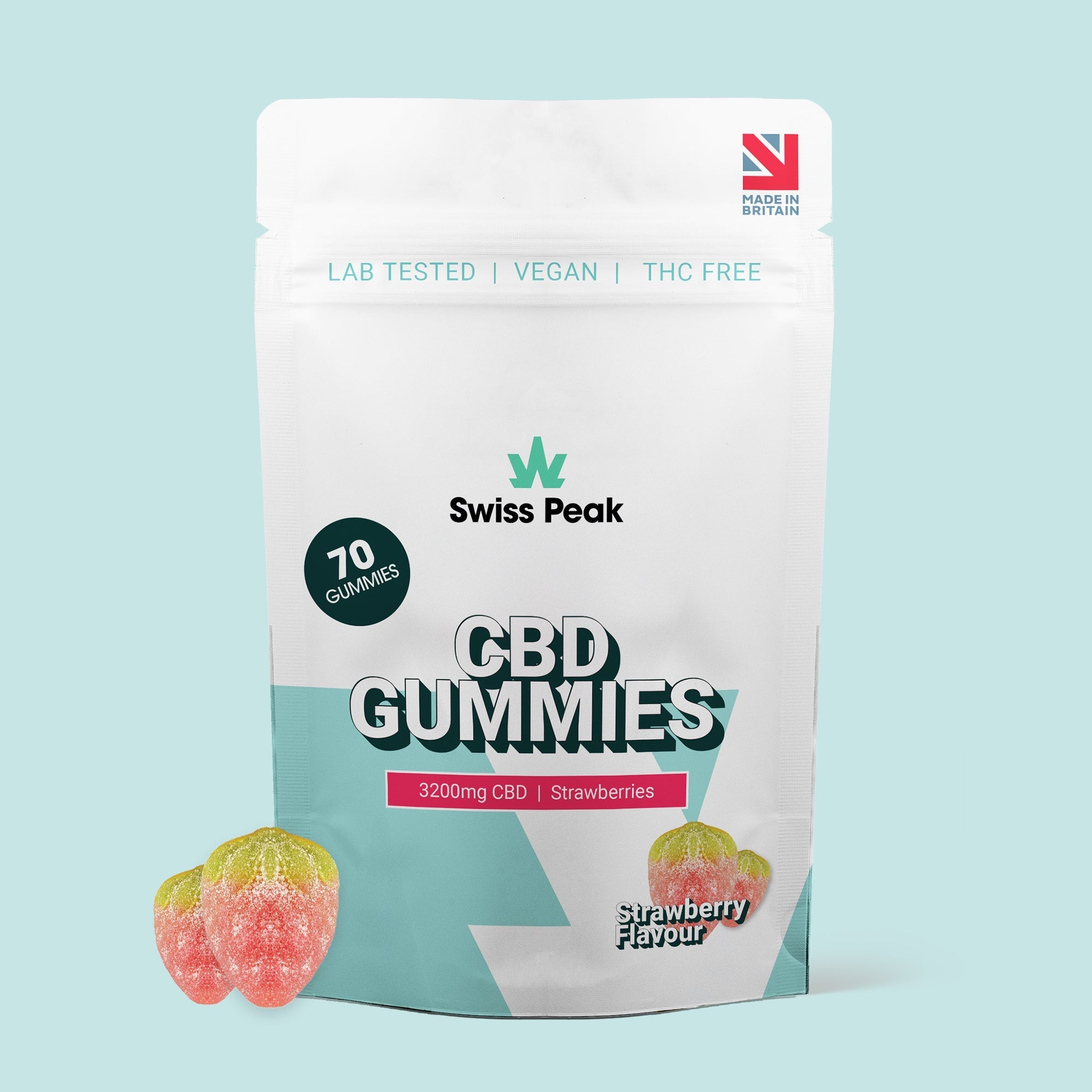 SwissPeakCBD Broad-Spectrum CBD Gummies with Natural Fruit Flavours, Vegan, THC-Free