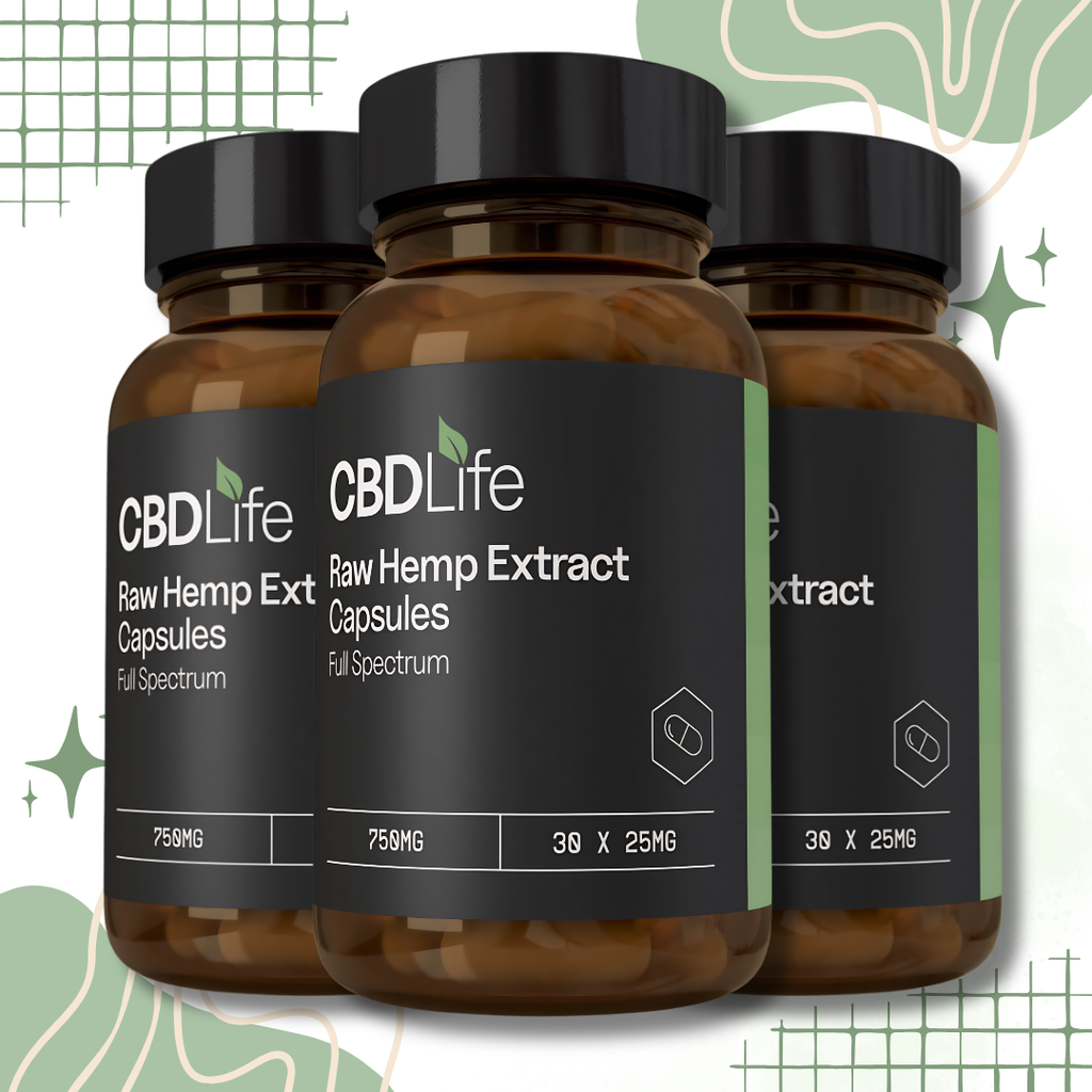 CBDLife Raw Hemp Extract Capsules 30 Caps – 300mg to 750mg CBD+CBDa