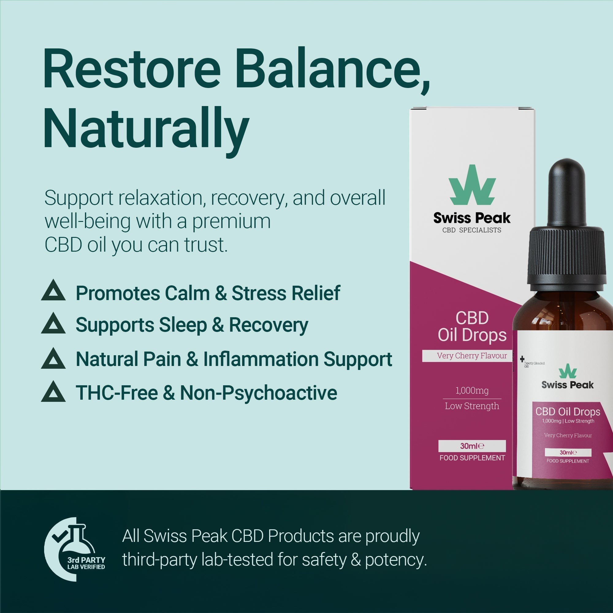 Swiss Peak Broad-Spectrum CBD Oil 1000mg with MCT Oil