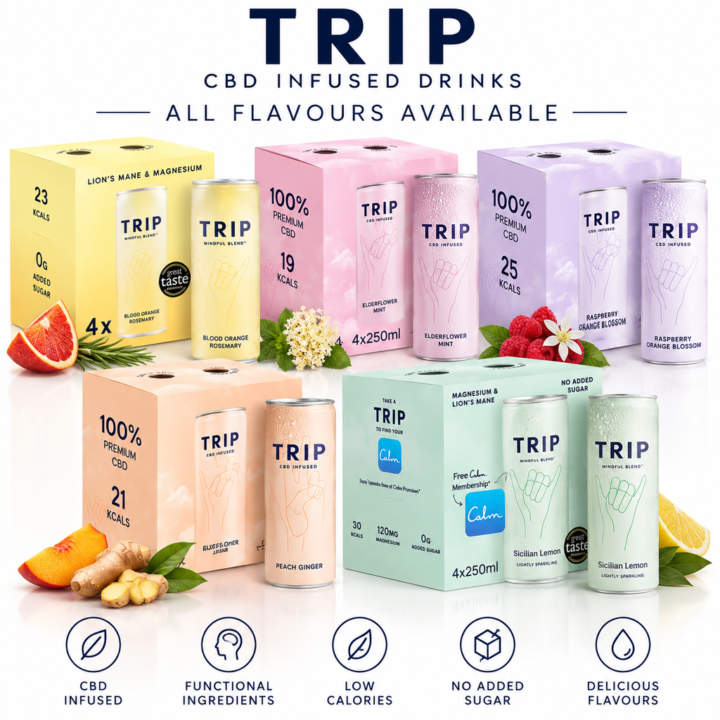 TRIP Sparkling Functional Drink CBD & Magnesium 7 Flavours 4x 250ml