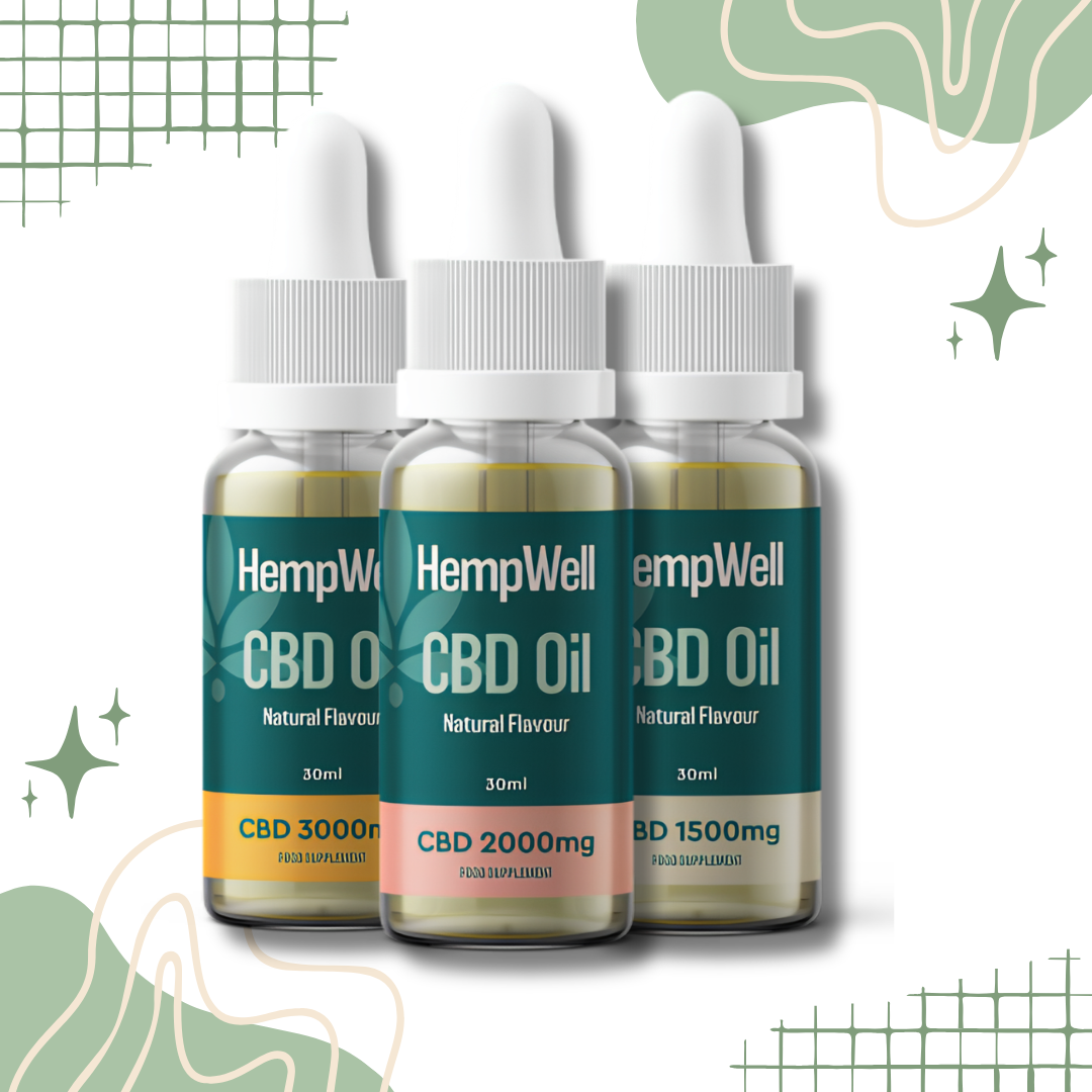 Hempwell Pure CBD Oil 500mg to 3000mg 3 Flavours 30ml