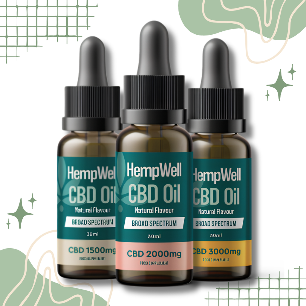 Hempwell Broad Spectrum CBD Oil 500mg to 3000mg 3 Flavours 30ml
