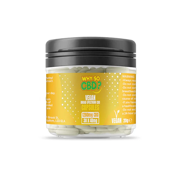 Why So CBD Vegan CBD Capsules 600mg–3600mg Broad Spectrum 30/60 Caps