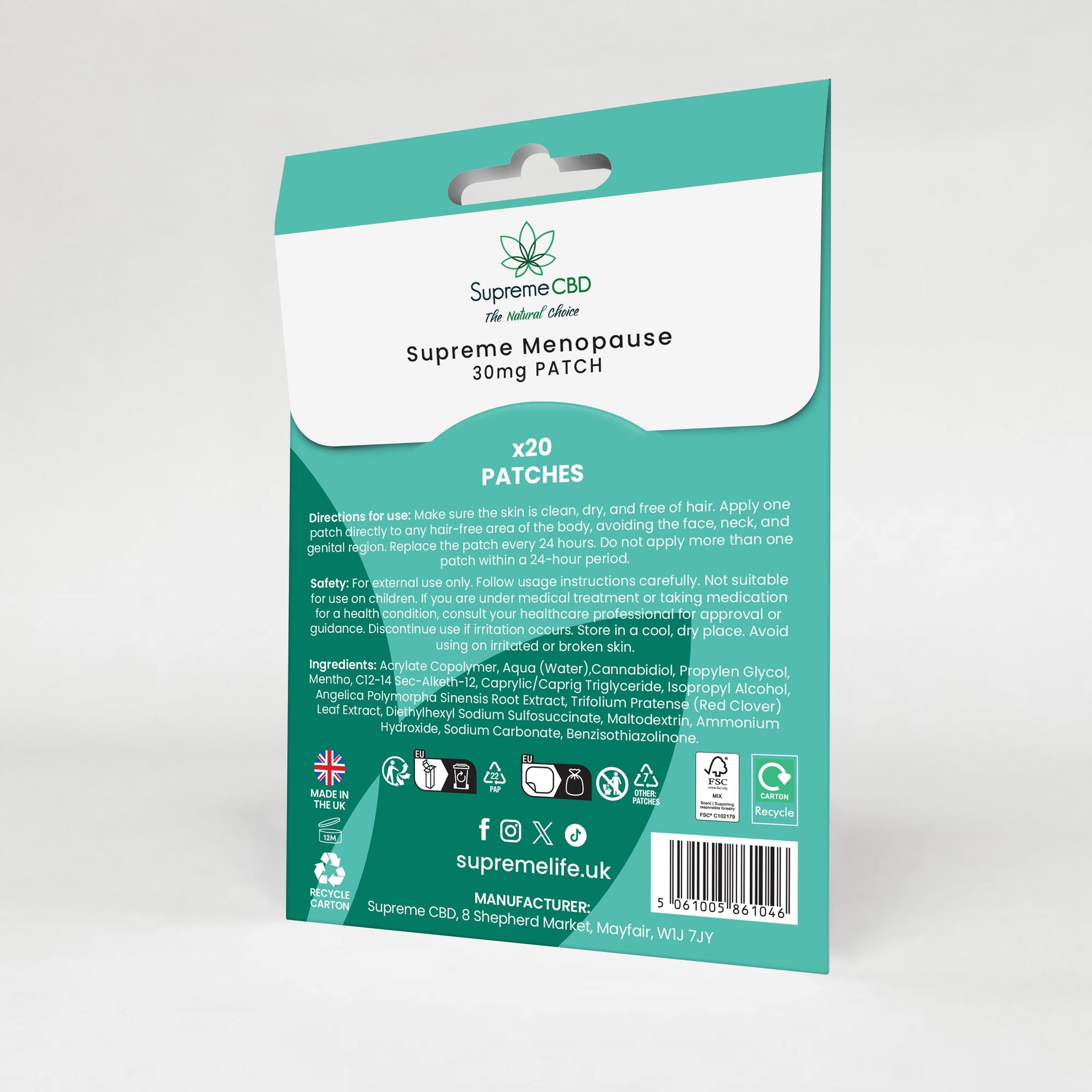 SupremeCBD Menopause Relief CBD Patches 30mg