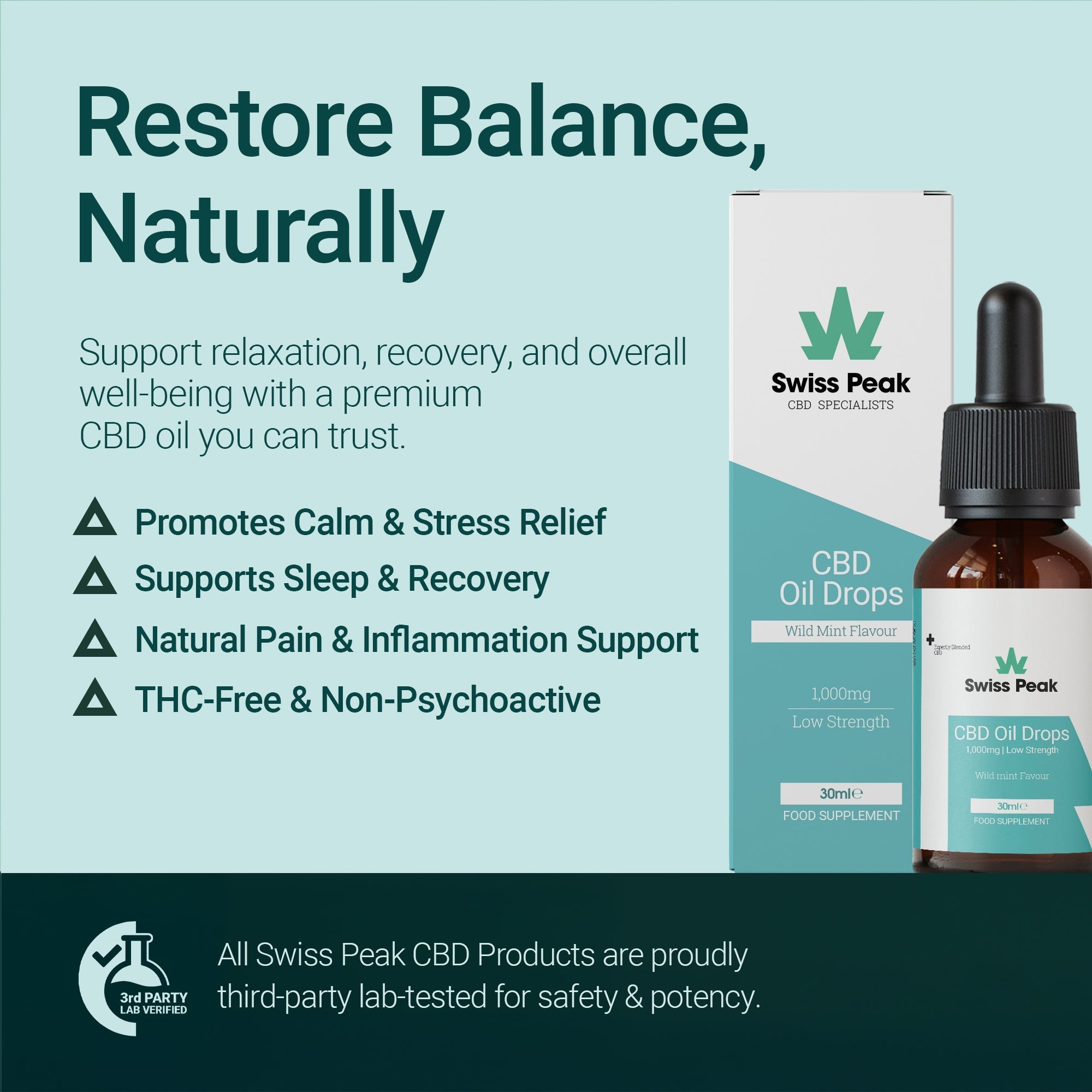 Swiss Peak Broad-Spectrum CBD Oil 1000mg with MCT Oil
