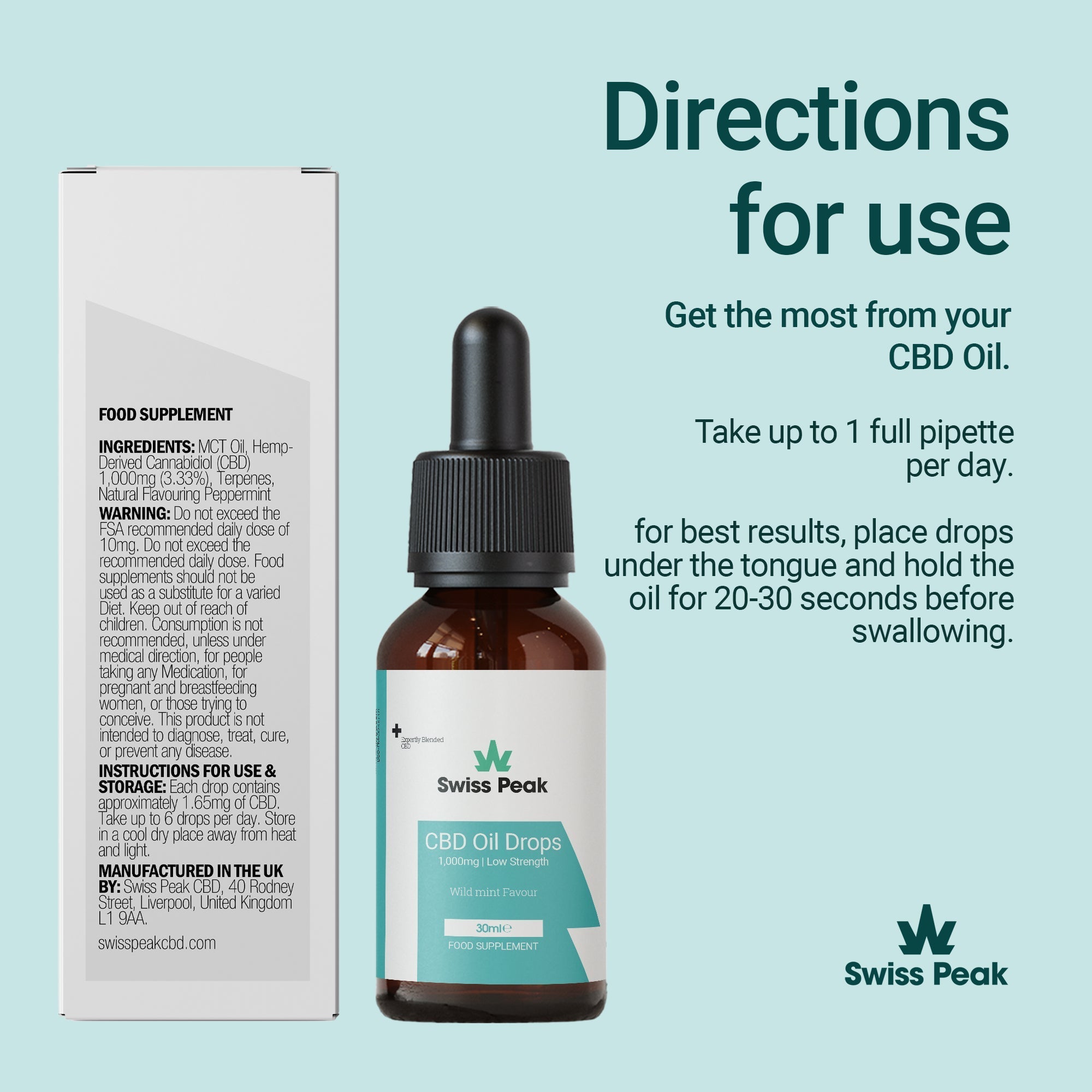Swiss Peak Broad-Spectrum CBD Oil 1000mg with MCT Oil