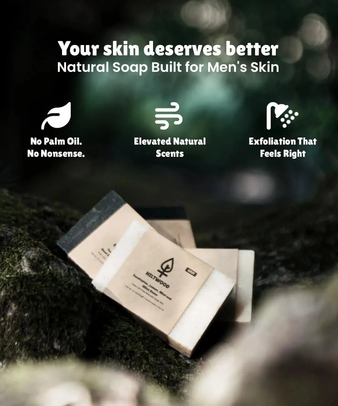 Natural Soap 5 Bar Bundle - Men's Natural Exfoliating Bars 100g