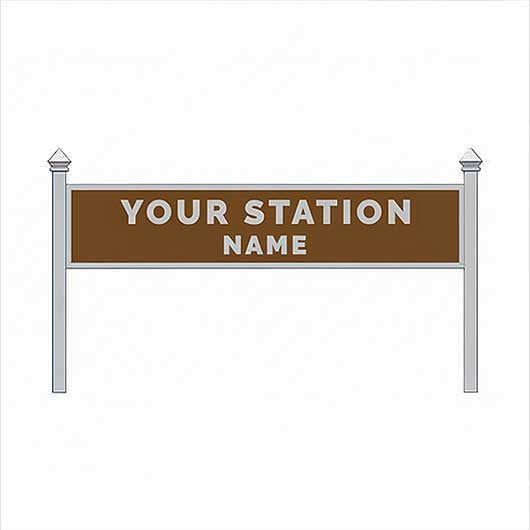 OO Scale Pre-Coloured Steam-Era Station Name Board, 2-Line, Single-Sided