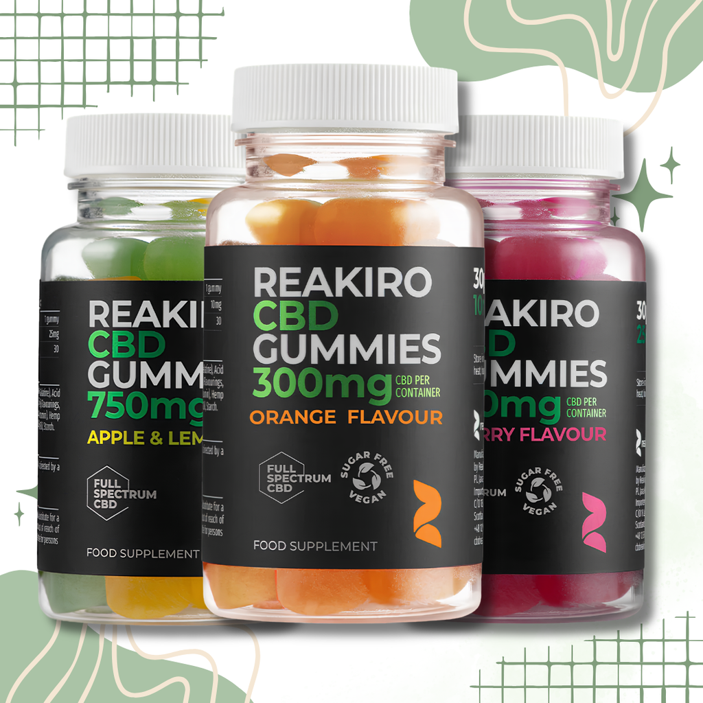 Reakiro Full Spectrum CBD Vegan Gummies 300mg to 1500mg - 30 Pieces