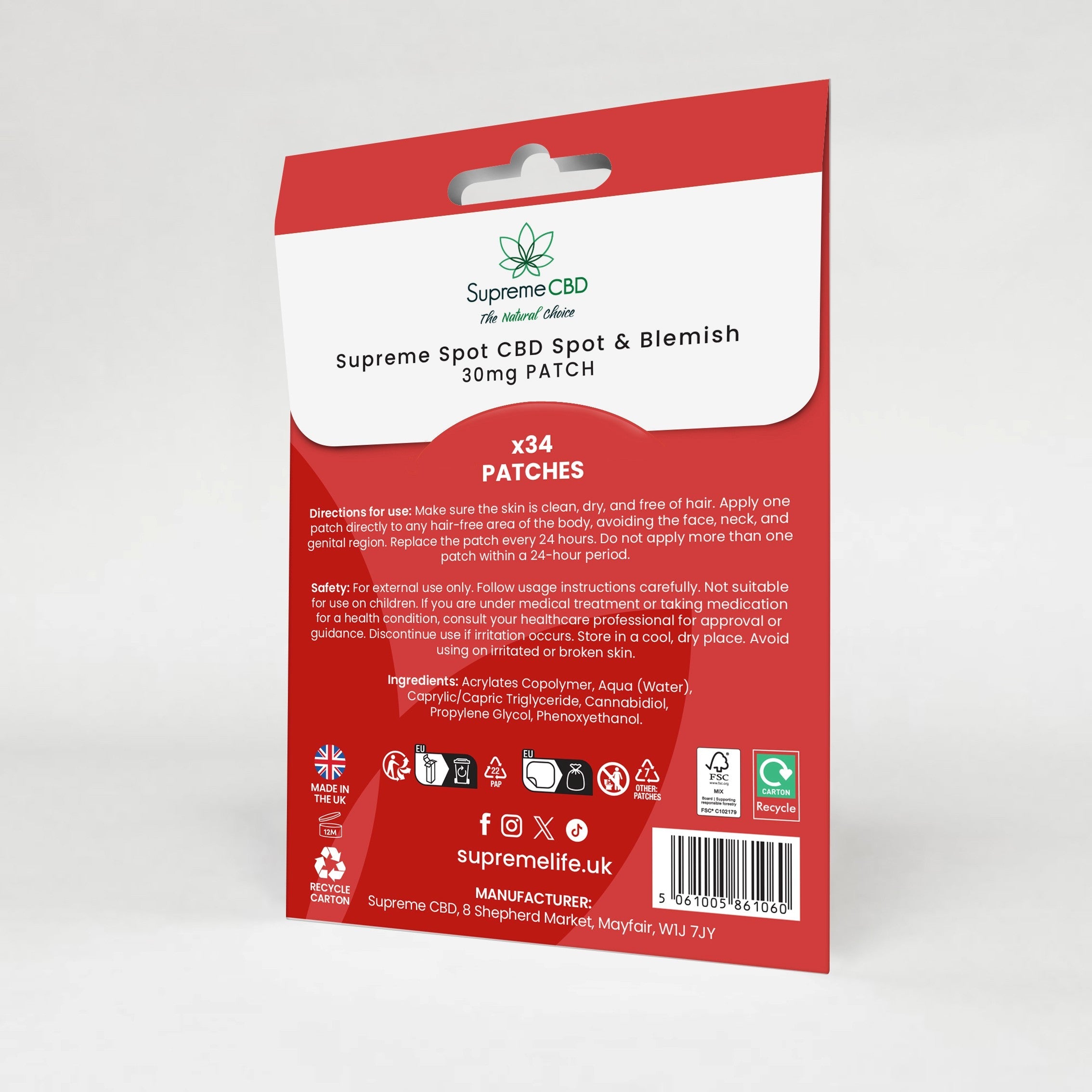 SupremeCBD Spot & Blemish CBD Patches 30mg