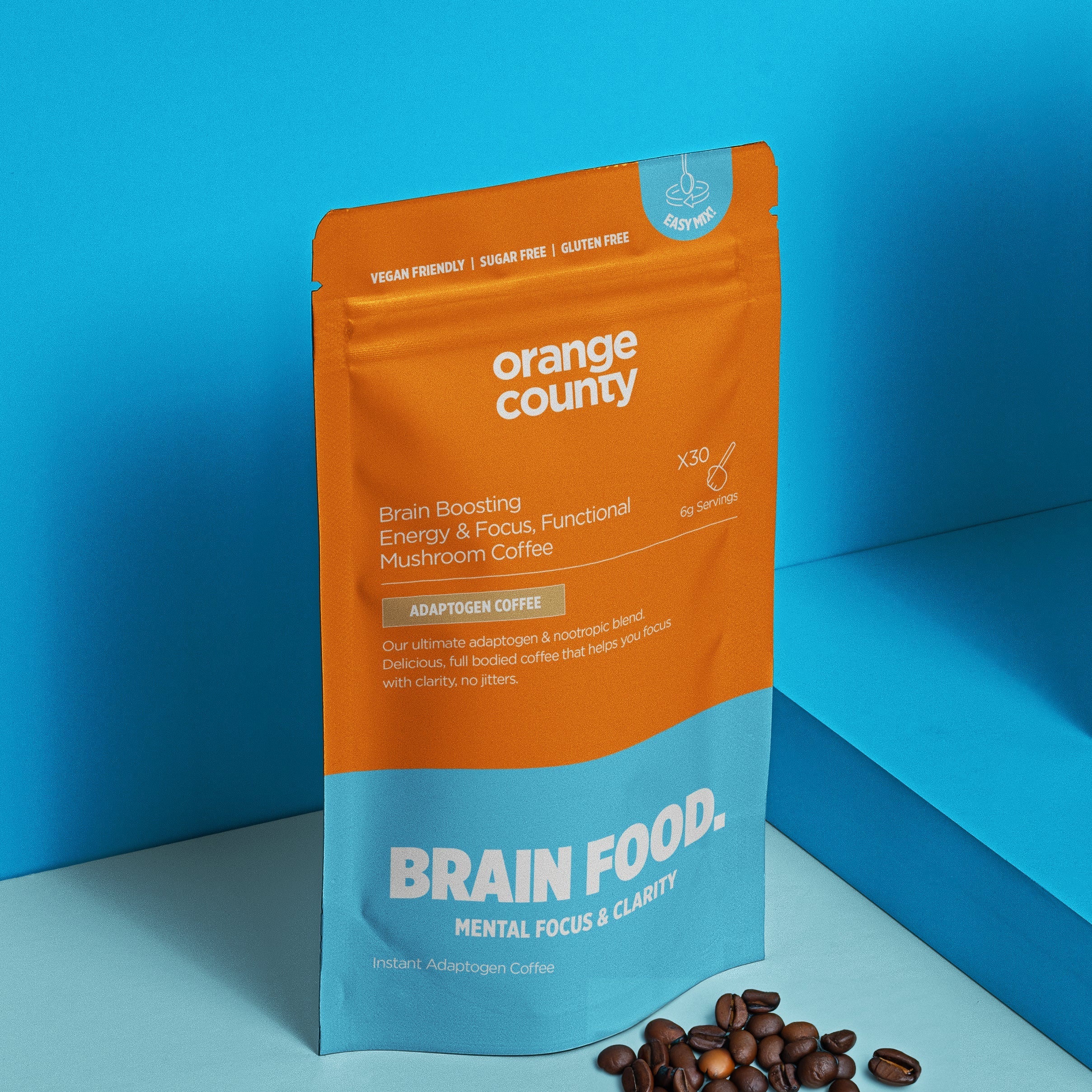 Orange County BRAIN FOOD Focus & Energy Mushroom Coffee Supplement