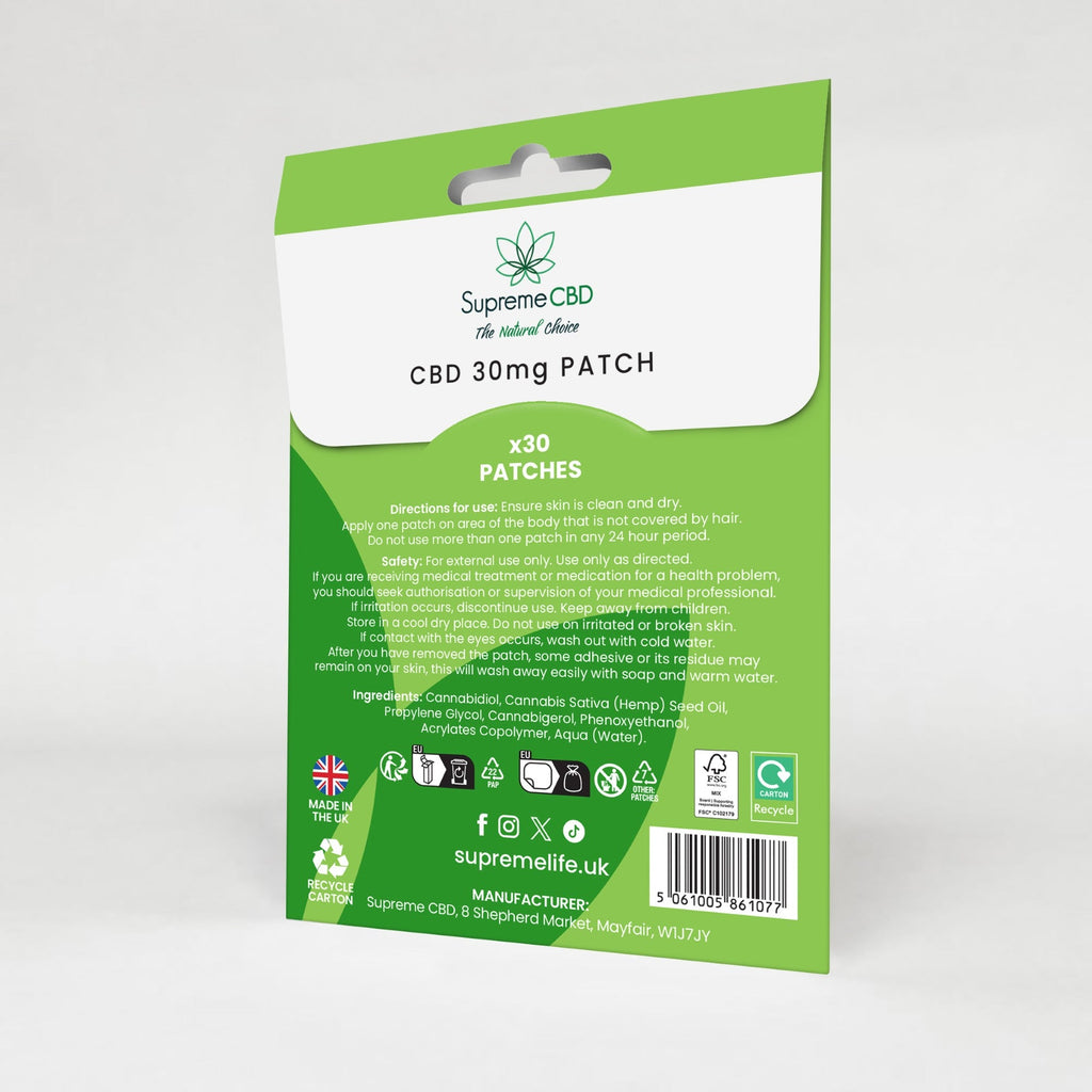 SupremeCBD Transdermal CBD Patches with Extended 24-Hour Release