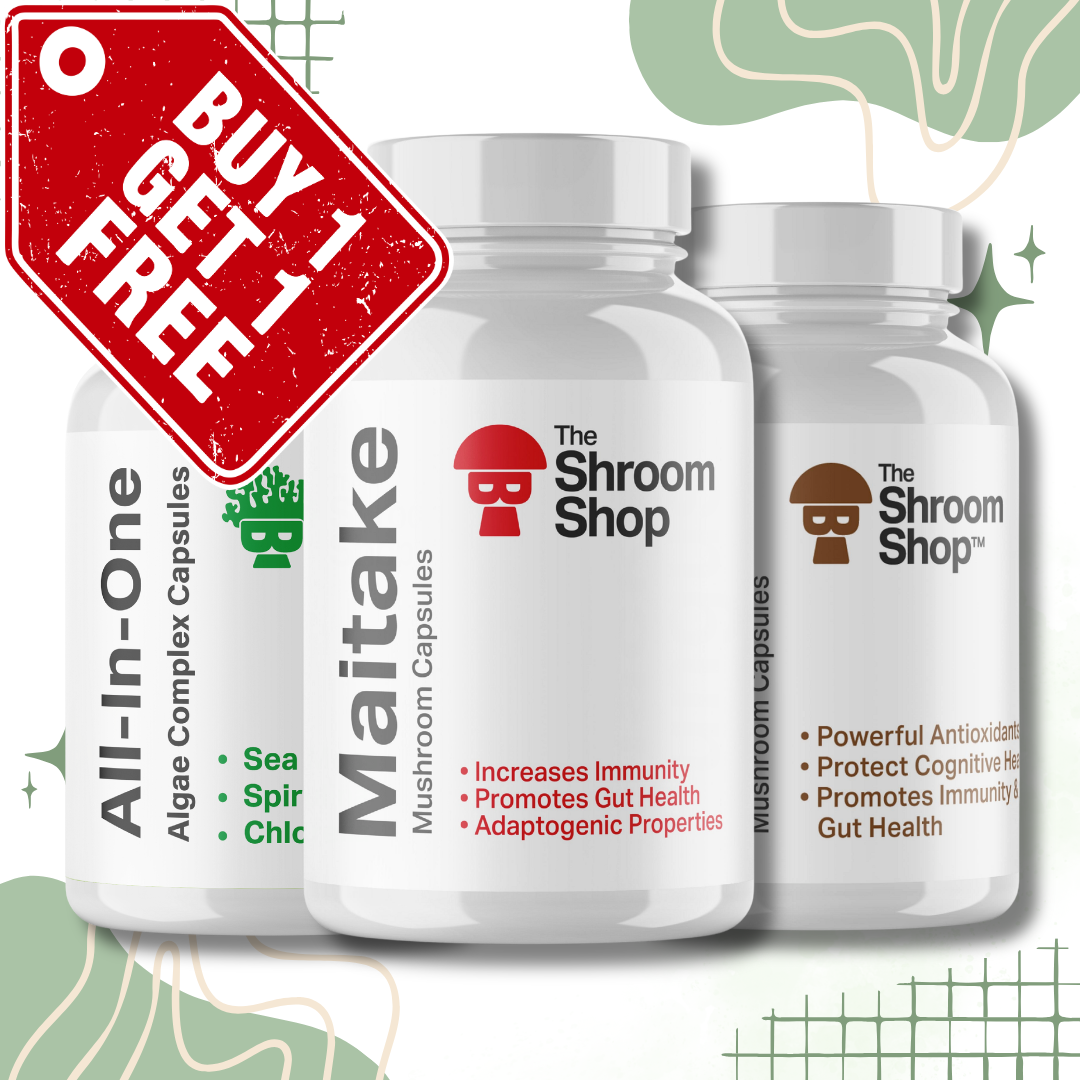 The Shroom Shop Premium Mushroom Capsules with Superfood Extracts for Wellness